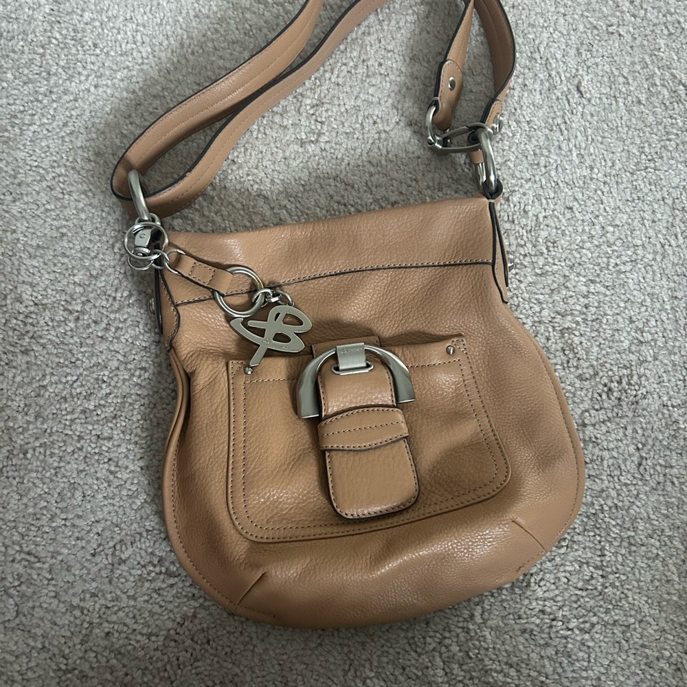 B Makowski Tan Leather Shoulder Bag